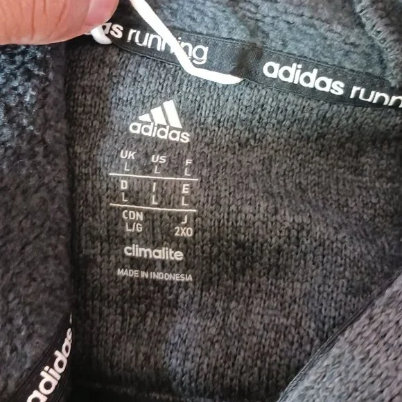Adidas Climalite Run Hoodie Jacket Mens Full-Zip With Pockets Charcoal Large - Picture 3 of 16
